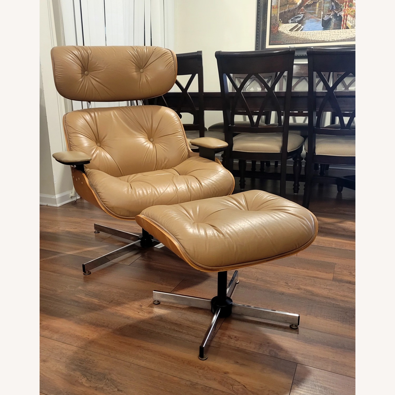 Light Brown Leather Accent Chair - image-8
