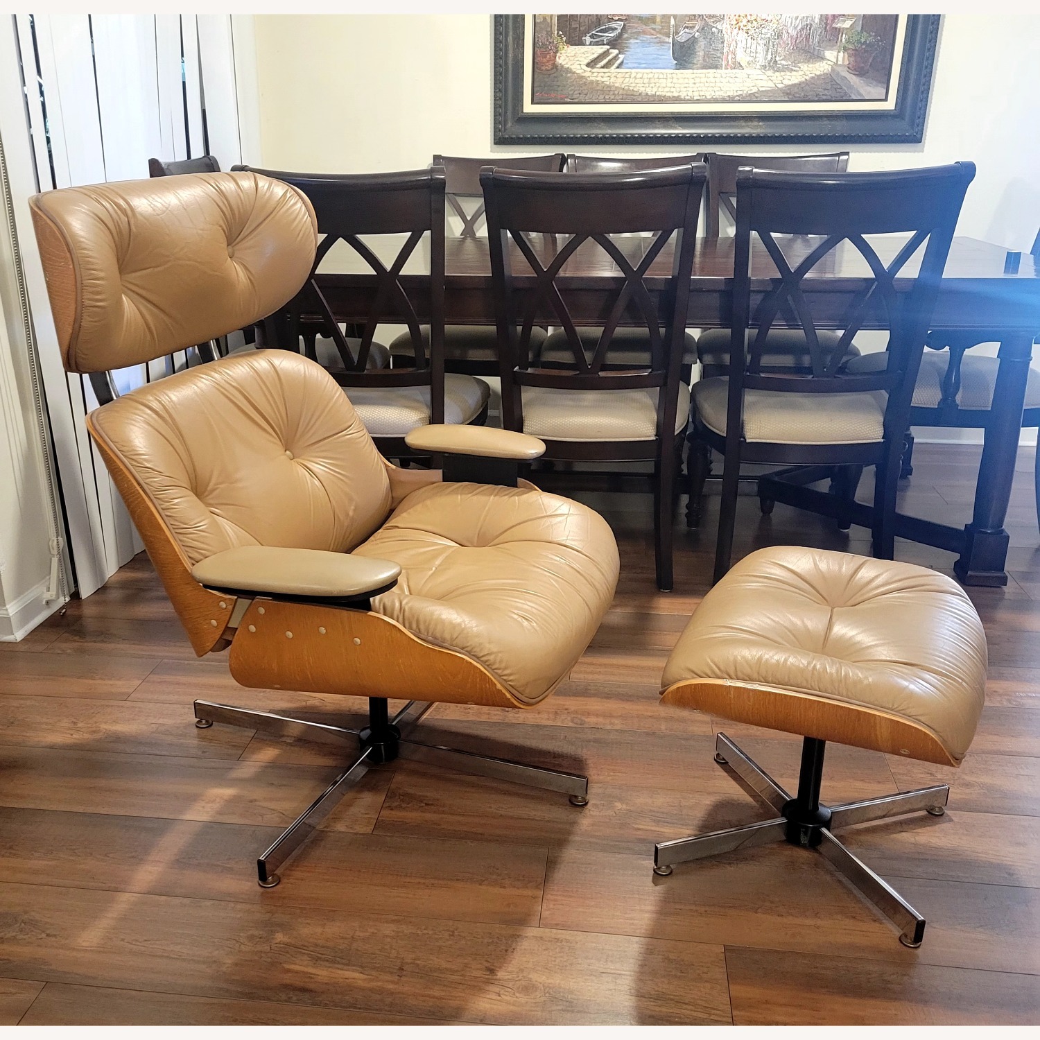 Light Brown Leather Accent Chair - image-4