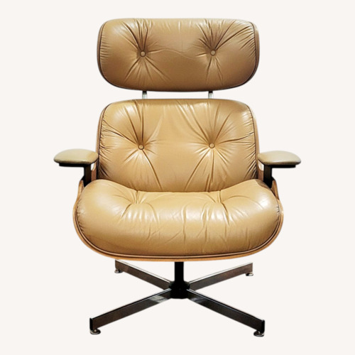 Used Light Brown Leather Accent Chair for sale on AptDeco