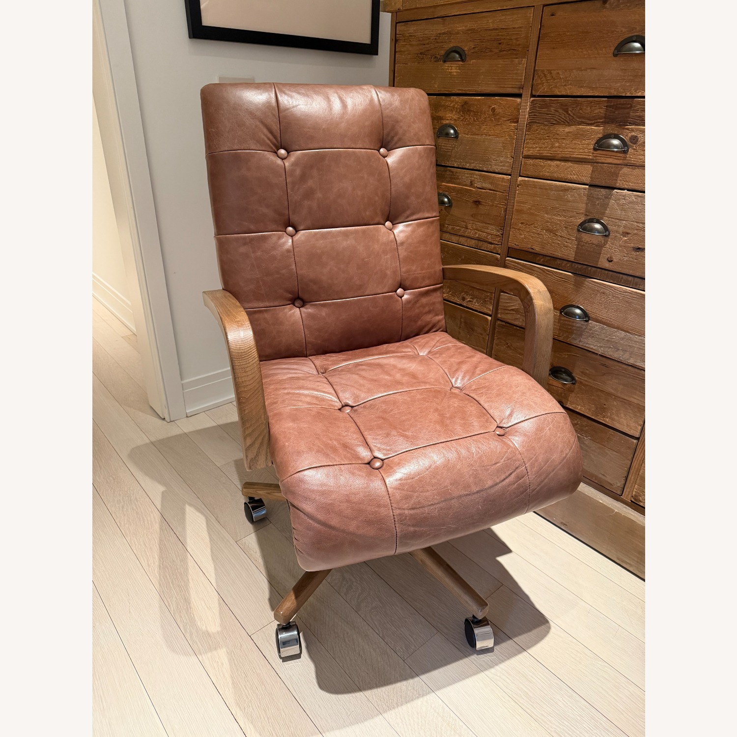 Lumens Luca Dark Brown Leather Office Chair - image-1