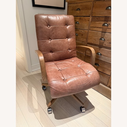 Used Lumens Luca Dark Brown Leather Office Chair for sale on AptDeco