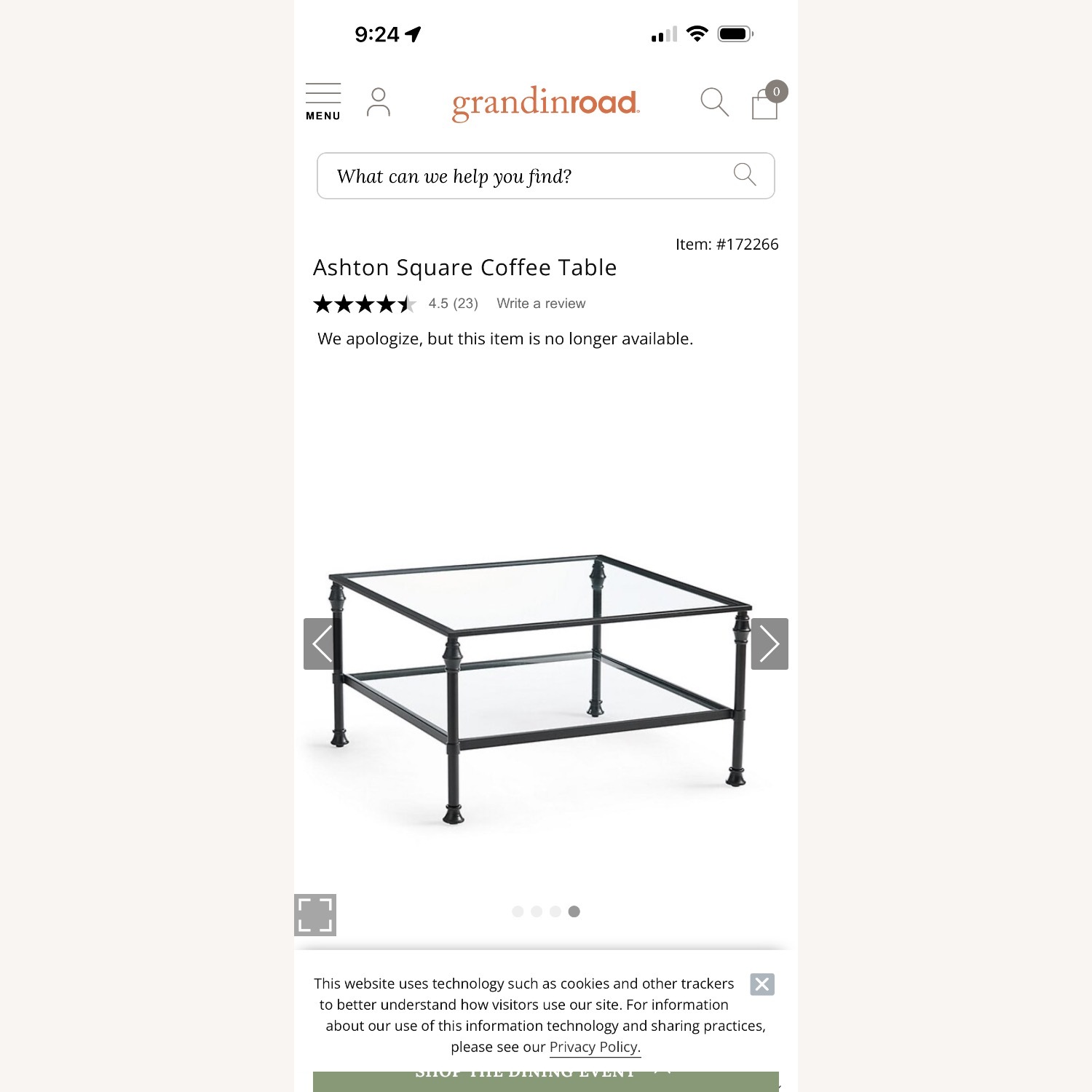 Grandin Road Ashton Black Metal Coffee Table - image-3