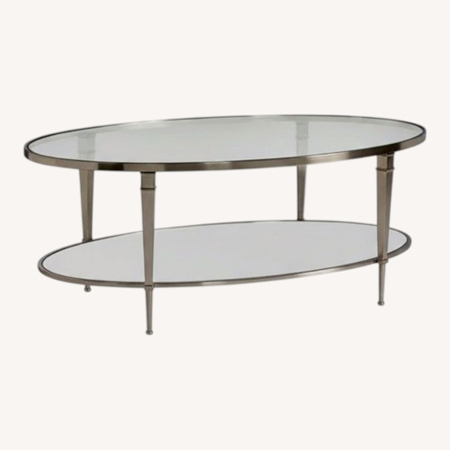 Used Luxe Home Furniture Mallory Silver Glass Side Tables for sale on AptDeco