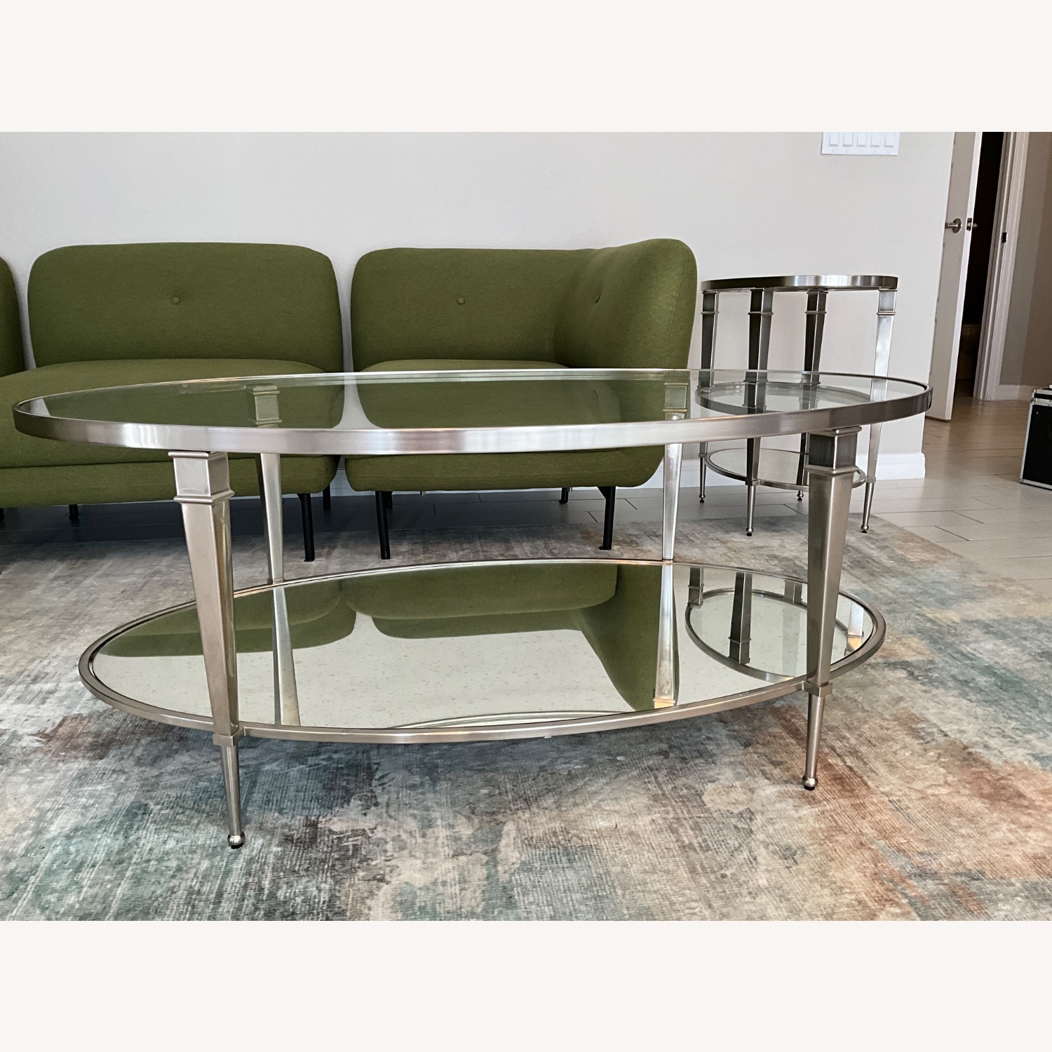 Luxe Home Furniture Mallory Silver Glass Side Tables - image-3