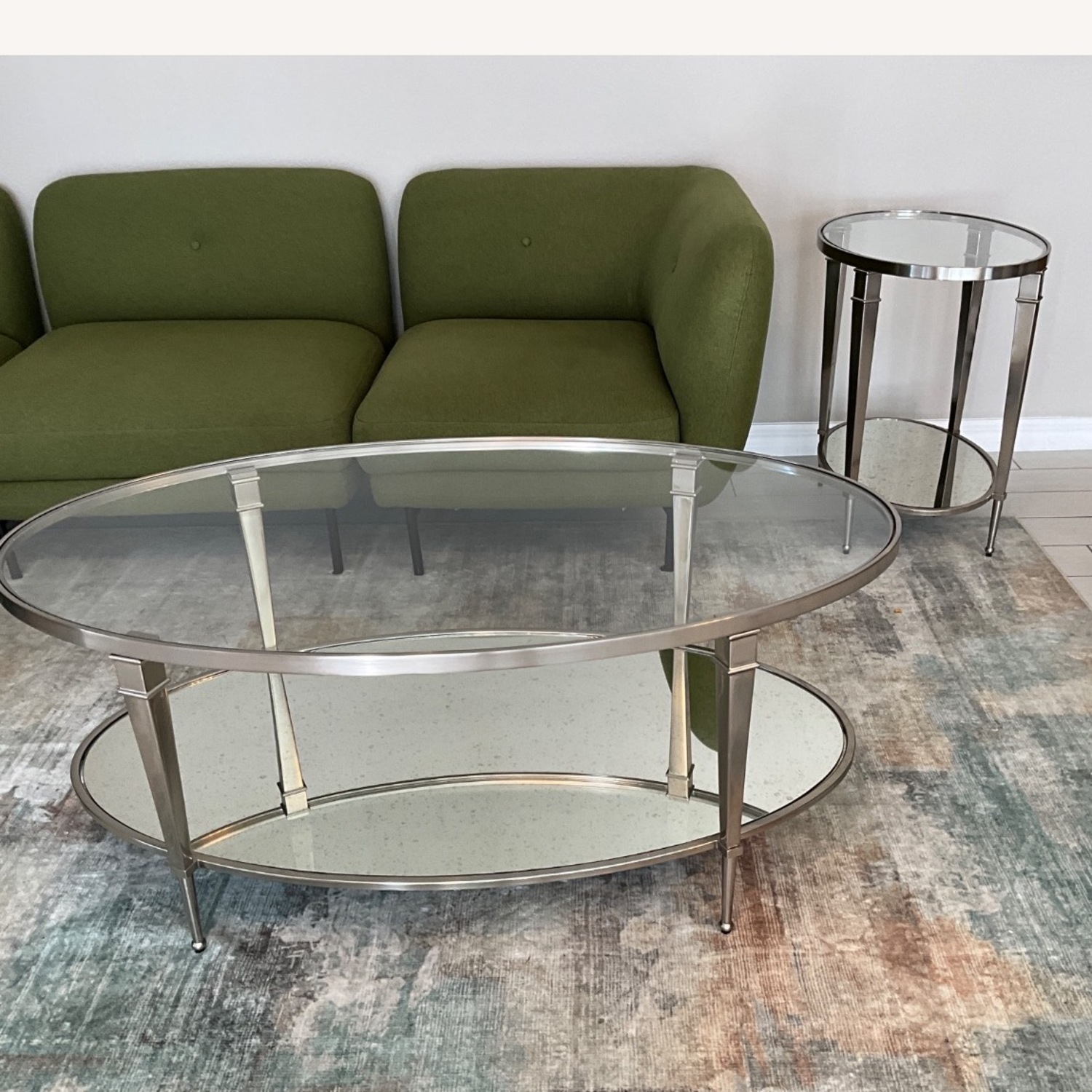 Luxe Home Furniture Mallory Silver Glass Side Tables - image-2