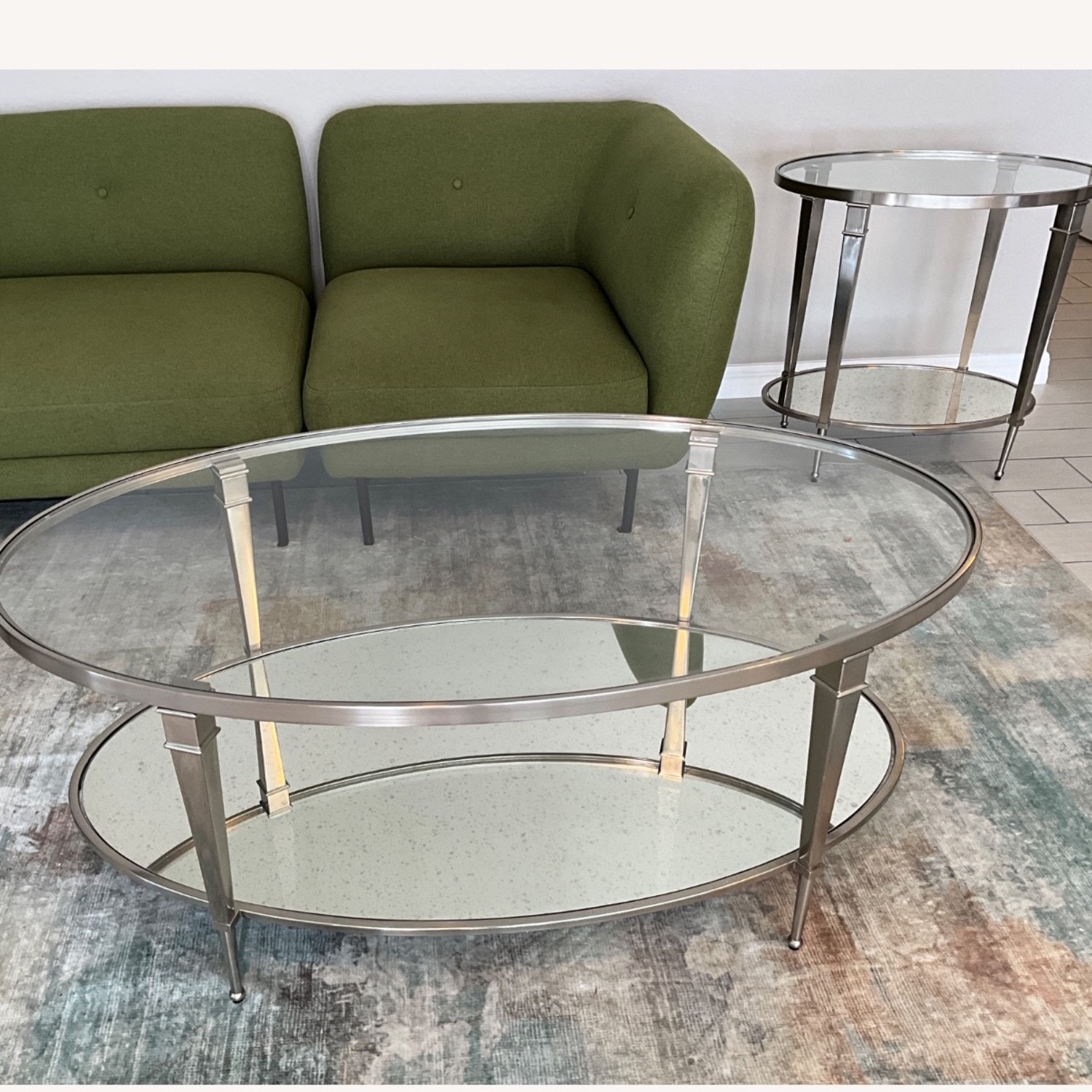 Luxe Home Furniture Mallory Silver Glass Side Tables - image-5