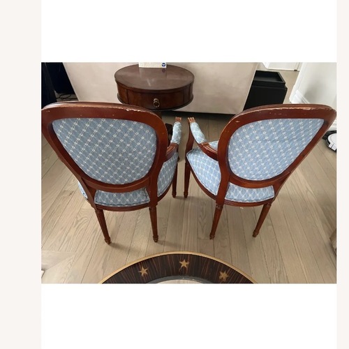 Used Ethan Allen Blue Wood Accent Chairs for sale on AptDeco