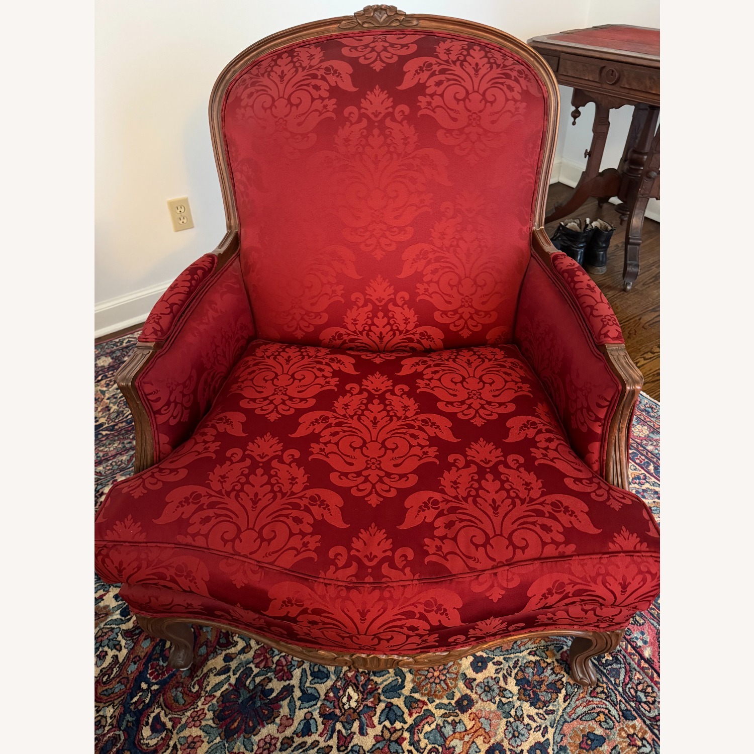 Ethan Allen Custom Red Fabric Armchair - image-1