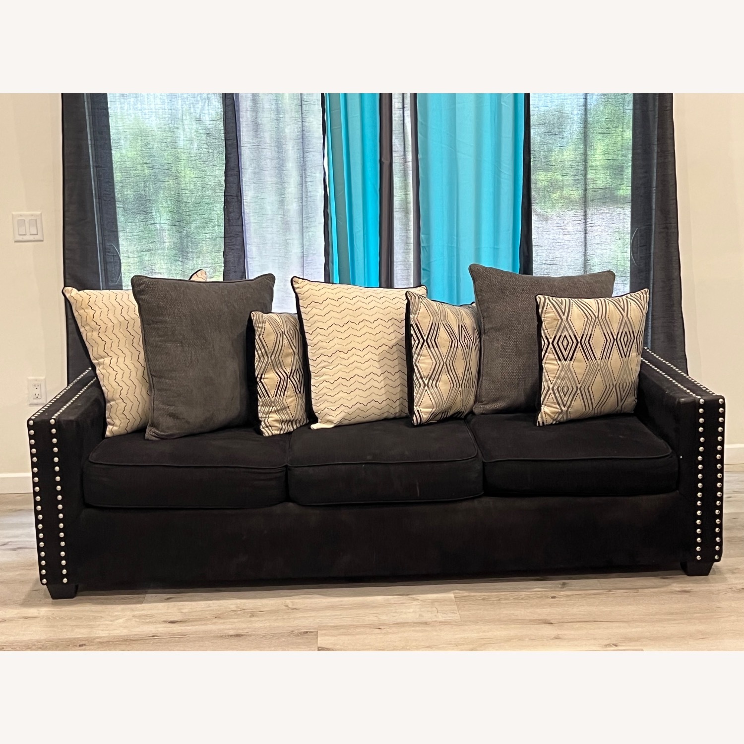 Black Velvet 2 Seater Sofa - image-2