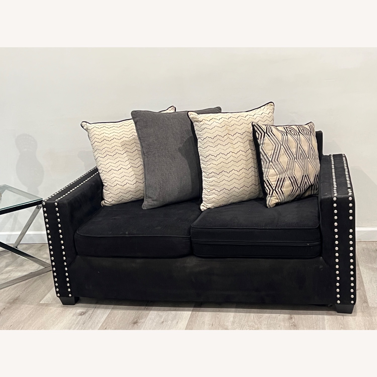 Black Velvet 2 Seater Sofa - image-3