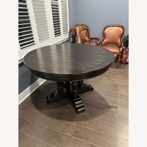 Used Pottery Barn Hayden Dark Brown Wood Dining Table for sale on AptDeco