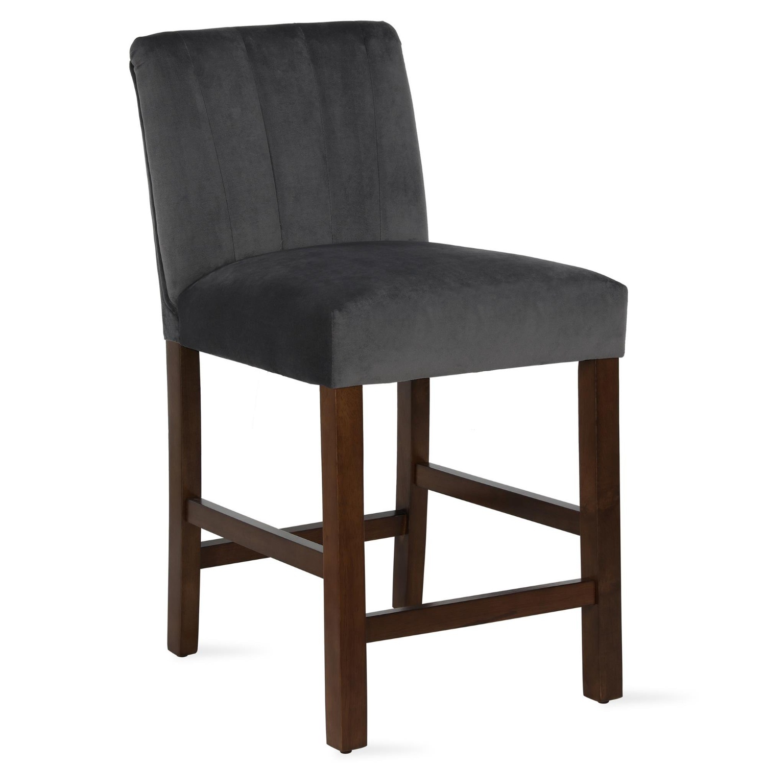 Dark Grey Velvet Counter Stools - image-4