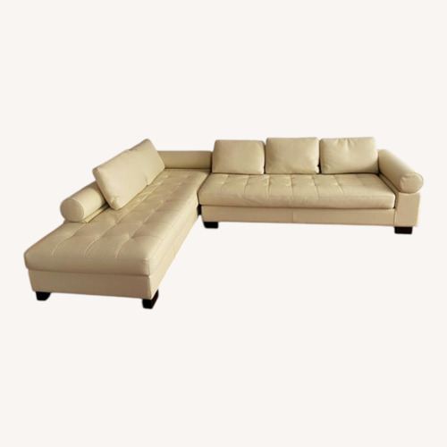 Used Casa Novalia White Leather 2 Piece Sectional for sale on AptDeco