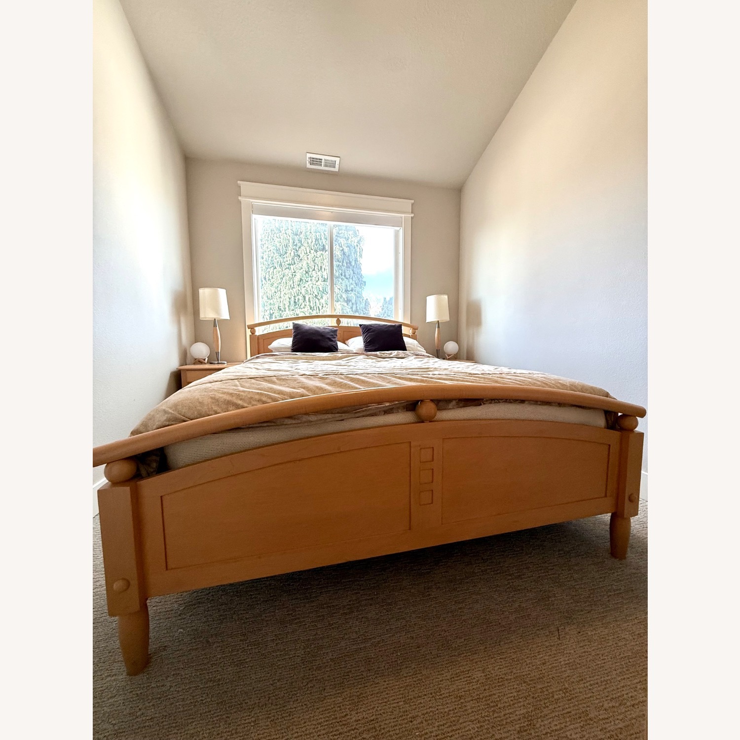 Ethan Allen Light Brown Wood Queen Bed - image-2