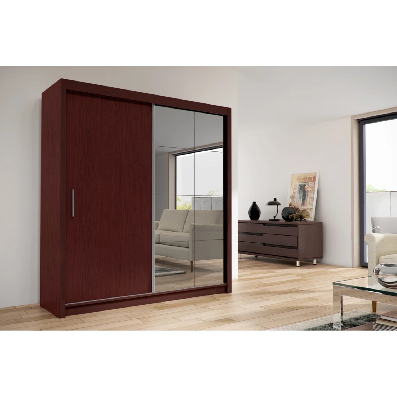 Wayfair Brayden Studio Dark Brown Wood Armoire - image-6