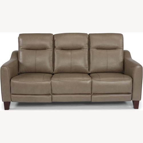 Used Flexsteel Latitudes Light Brown Leather Power Sofa for sale on AptDeco
