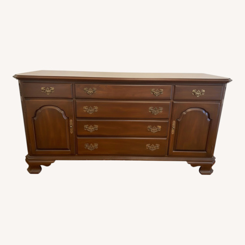 Used Ethan Allen Vintage Dark Brown Wood Sideboard for sale on AptDeco