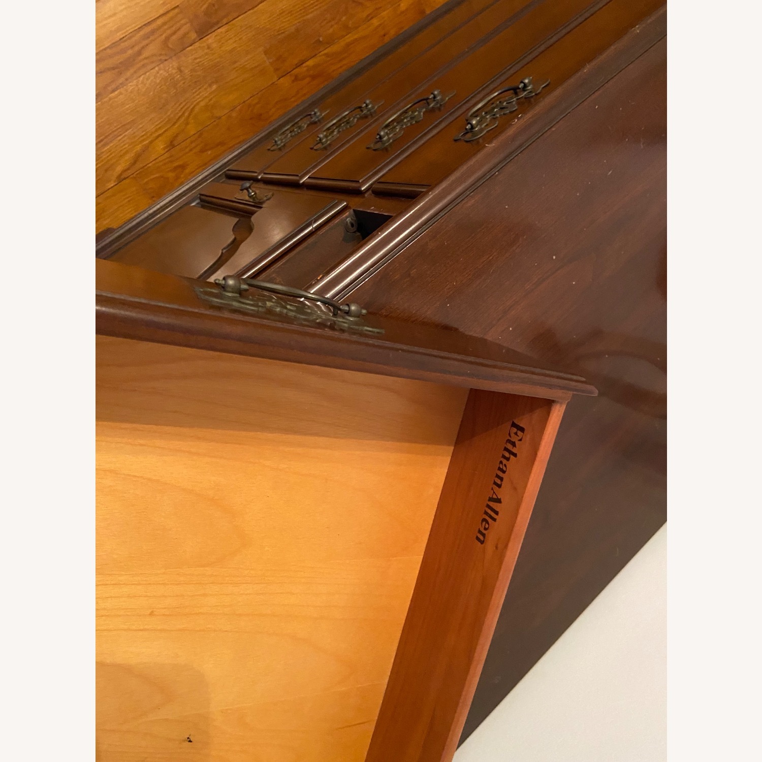 Ethan Allen Vintage Dark Brown Wood Sideboard - image-3