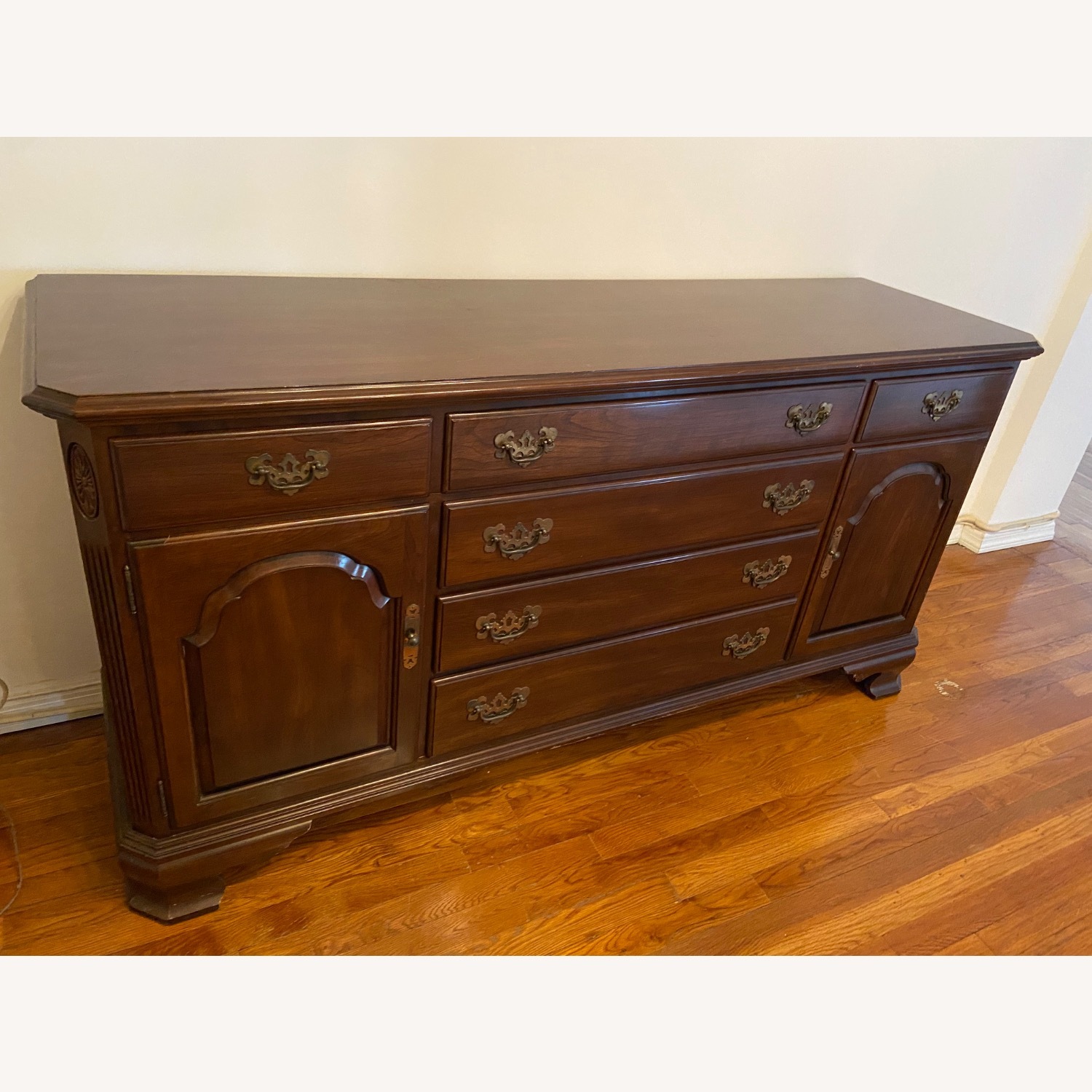 Ethan Allen Vintage Dark Brown Wood Sideboard - image-1