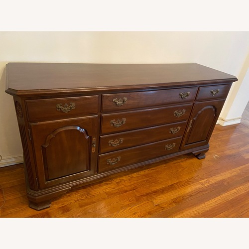 Used Ethan Allen Vintage Dark Brown Wood Sideboard for sale on AptDeco