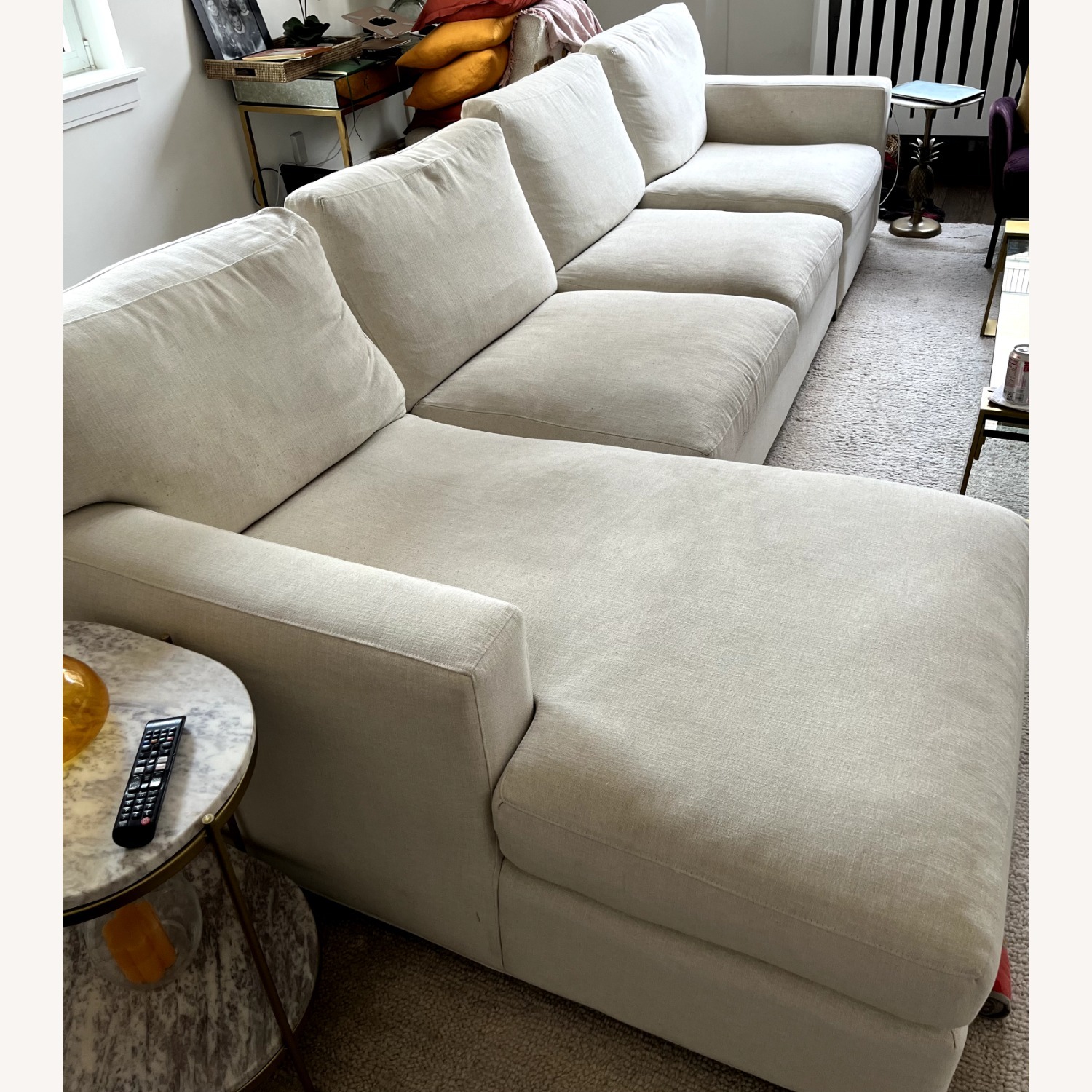 Crate & Barrel Oceanside White Fabric 2 Piece Sectional - image-4