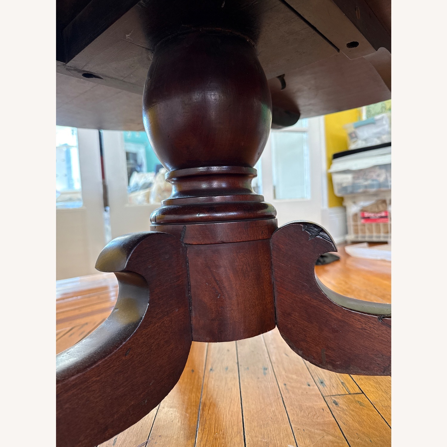 Antique Dark Brown Wood Coffee Table  - image-3