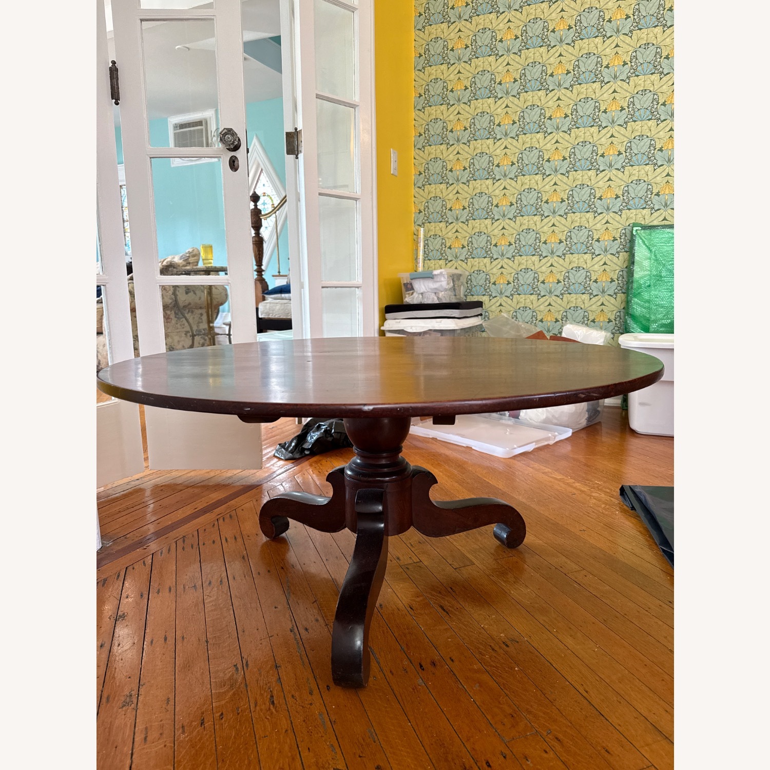 Antique Dark Brown Wood Coffee Table  - image-1