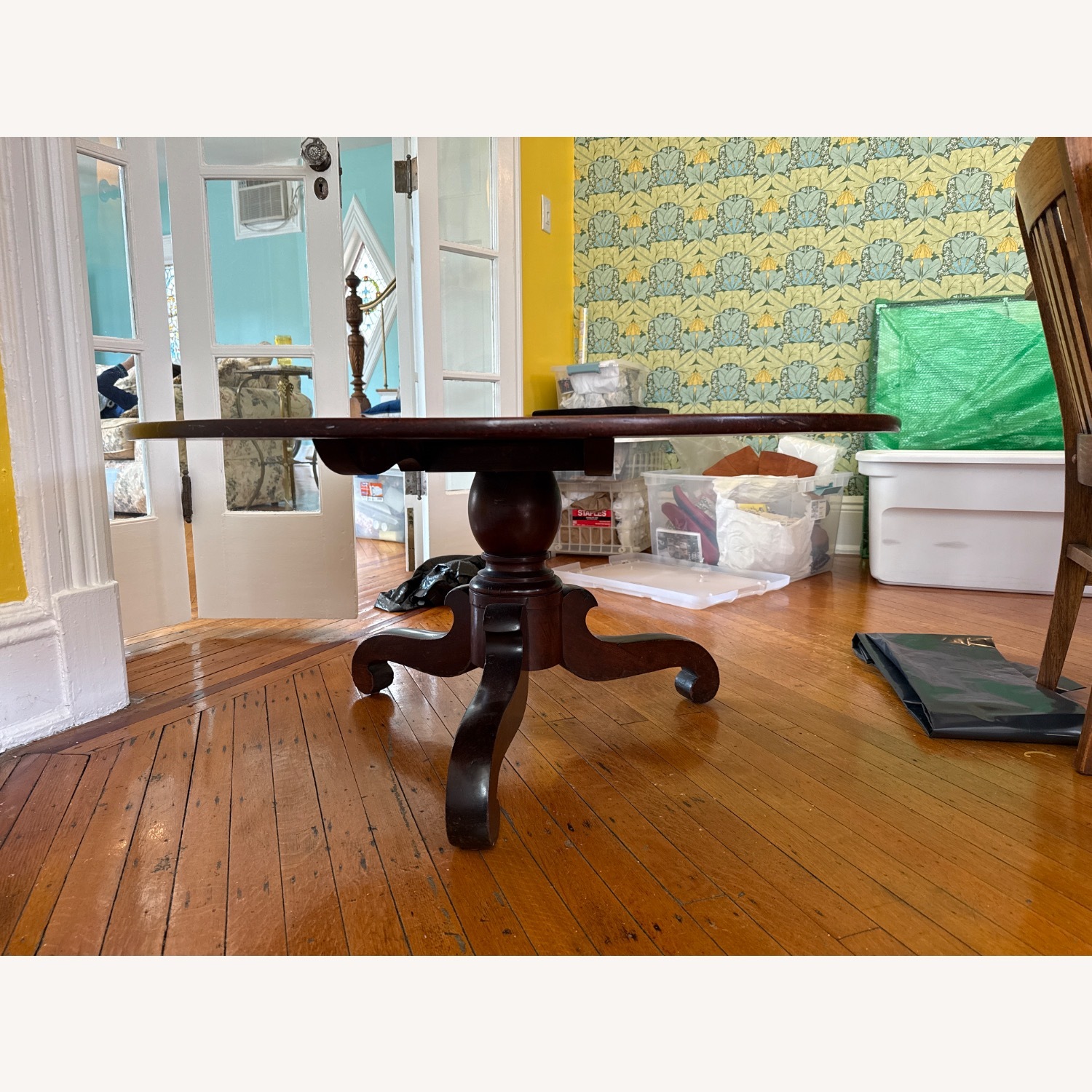 Antique Dark Brown Wood Coffee Table  - image-2