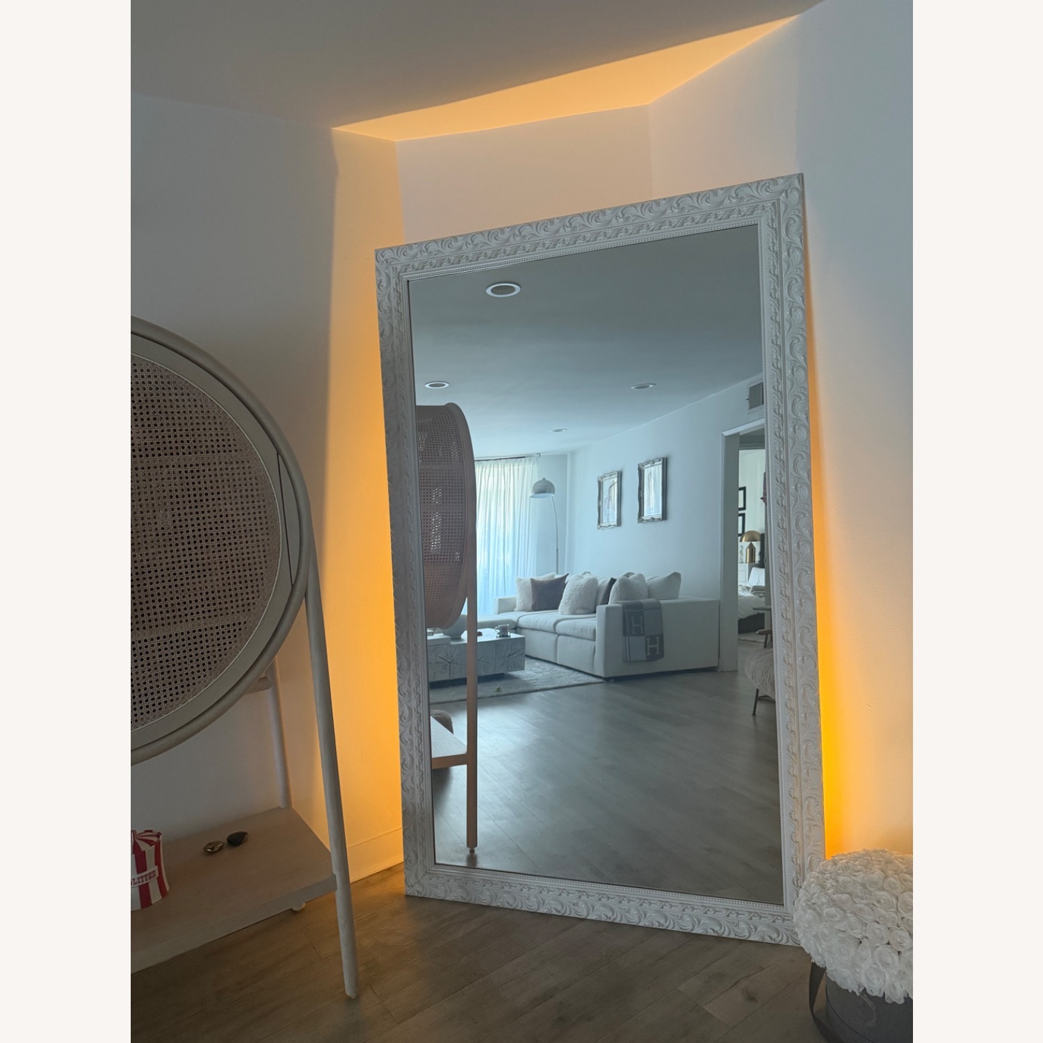 White Wood Floor Mirror - image-2