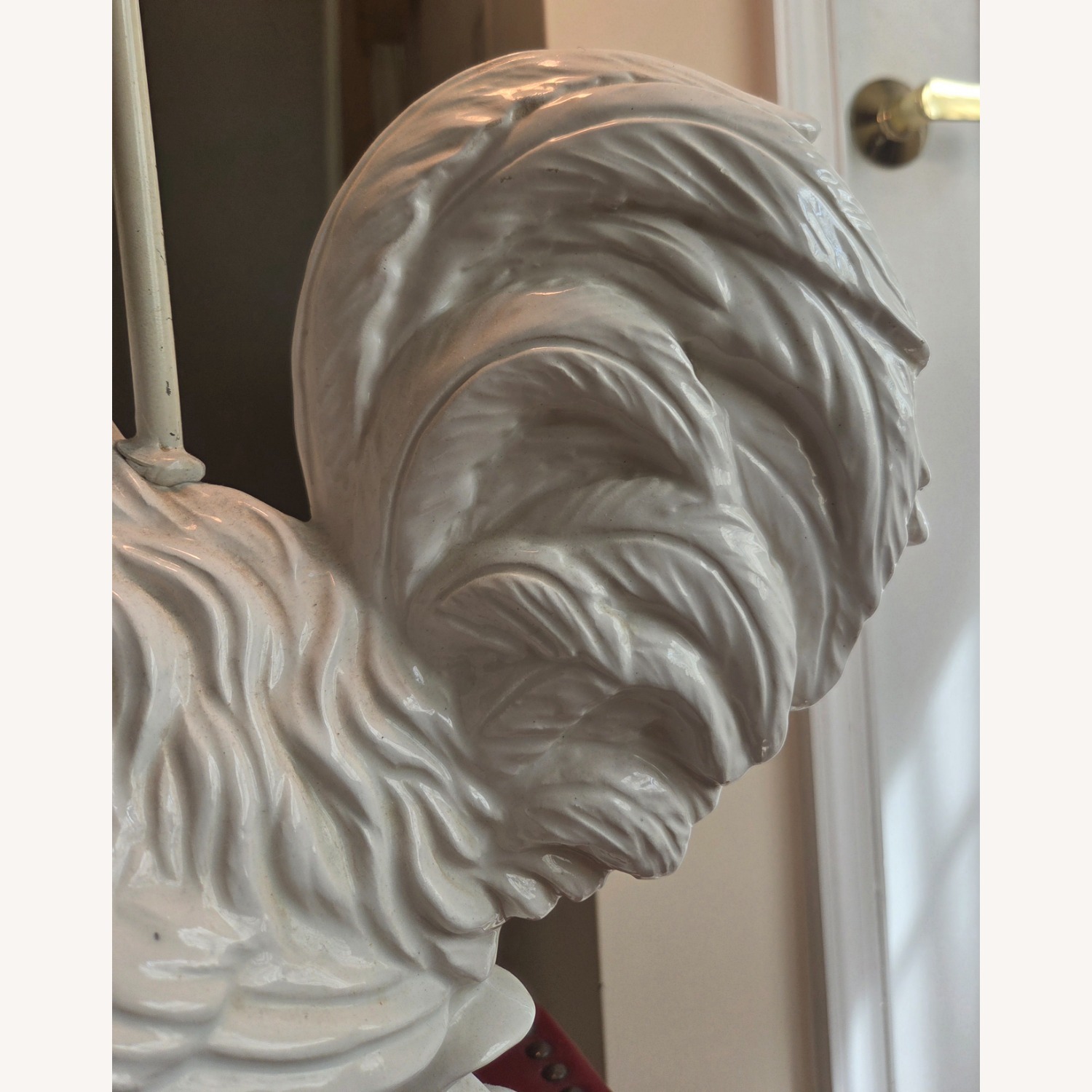 Vintage White Ceramic Rooster Table Lamp - image-6