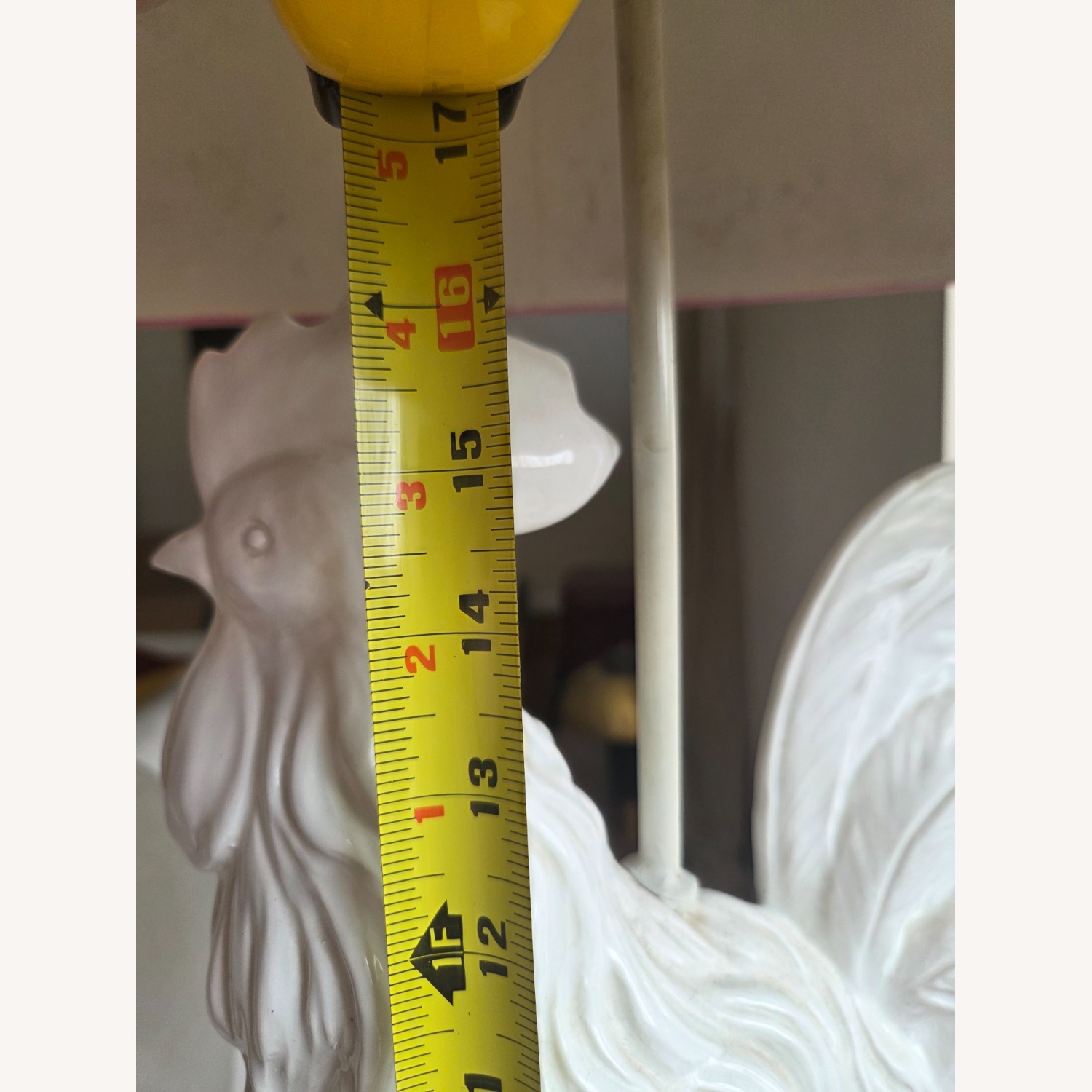 Vintage White Ceramic Rooster Table Lamp - image-13