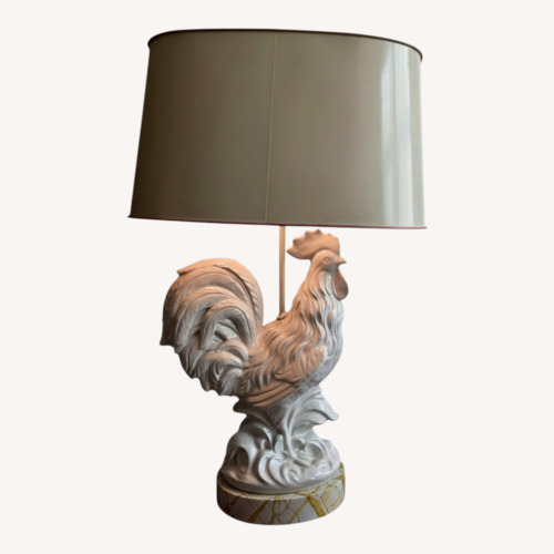 Used Vintage White Ceramic Rooster Table Lamp for sale on AptDeco