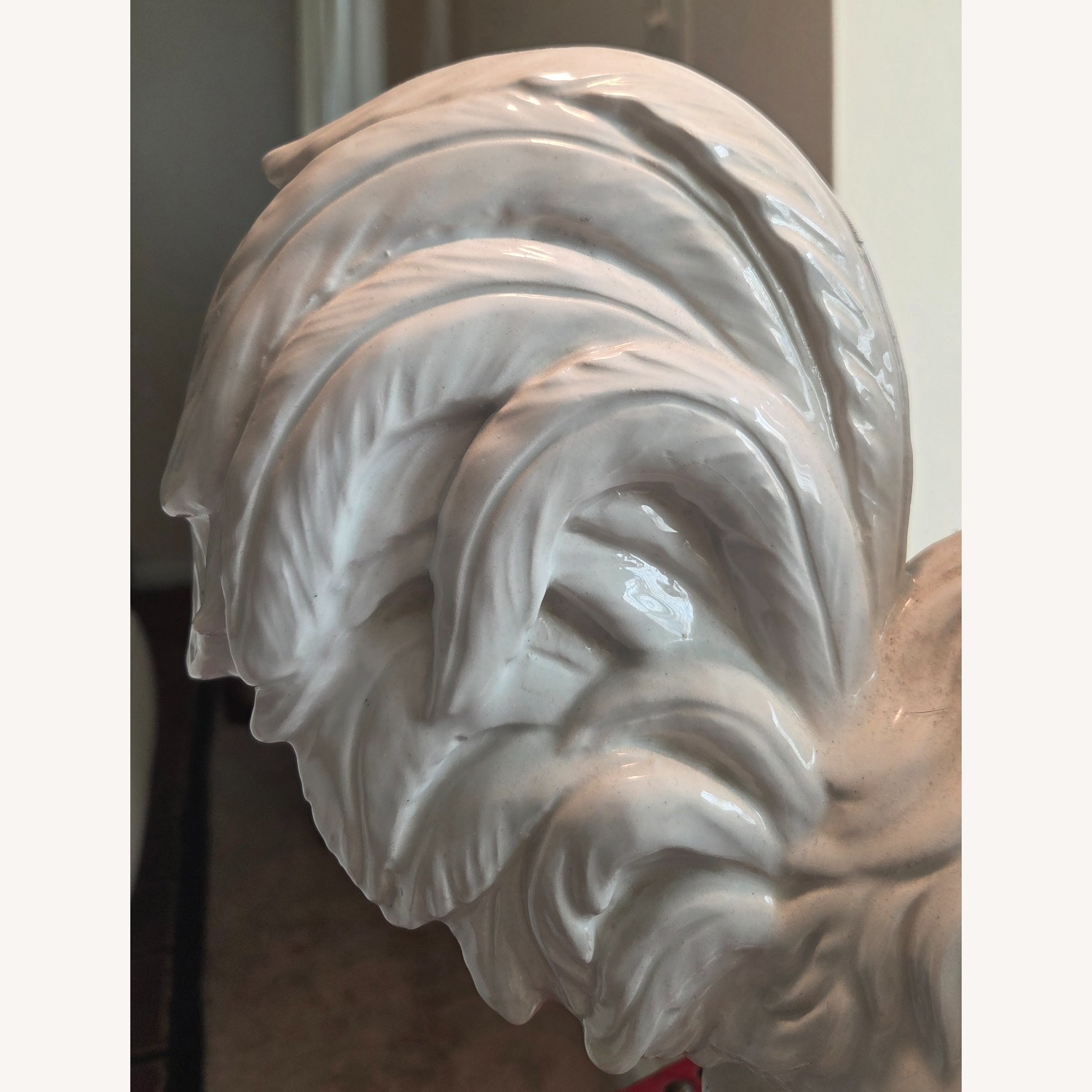 Vintage White Ceramic Rooster Table Lamp - image-10