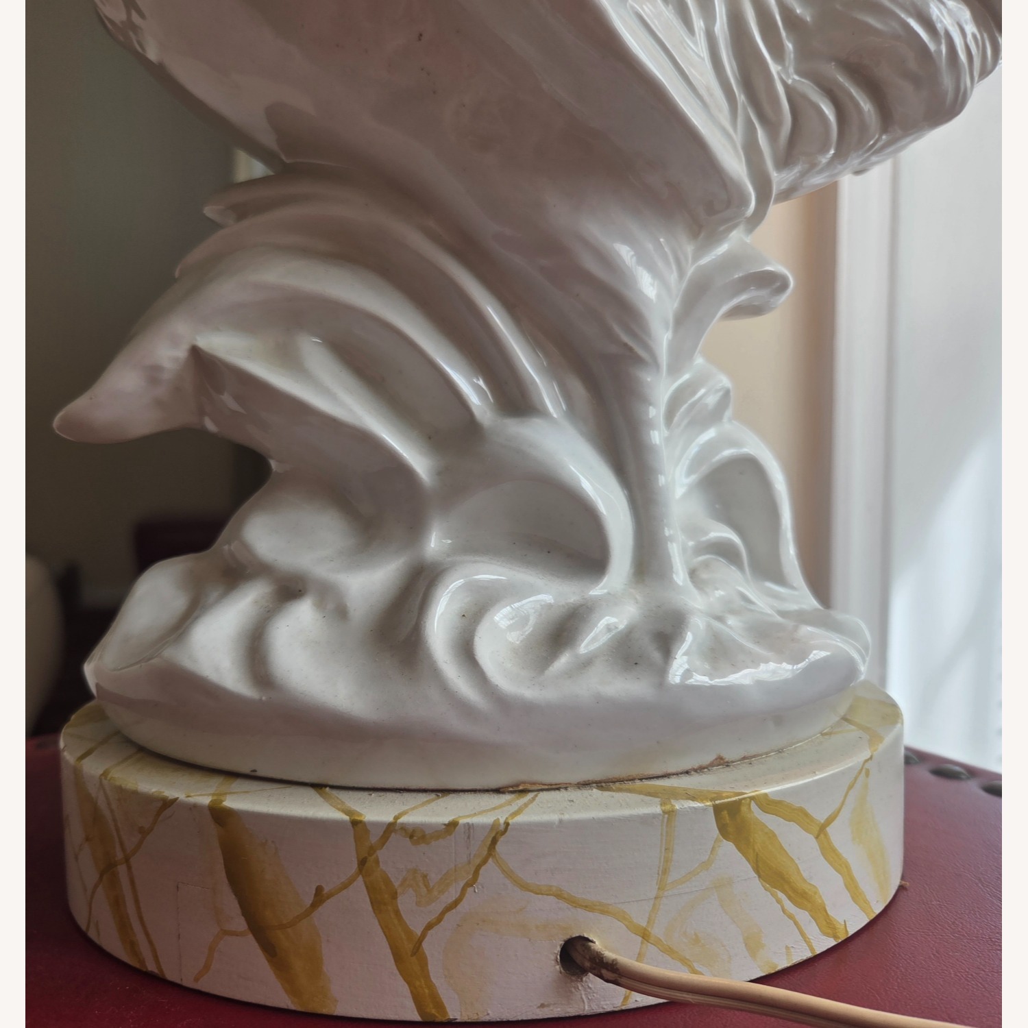Vintage White Ceramic Rooster Table Lamp - image-8