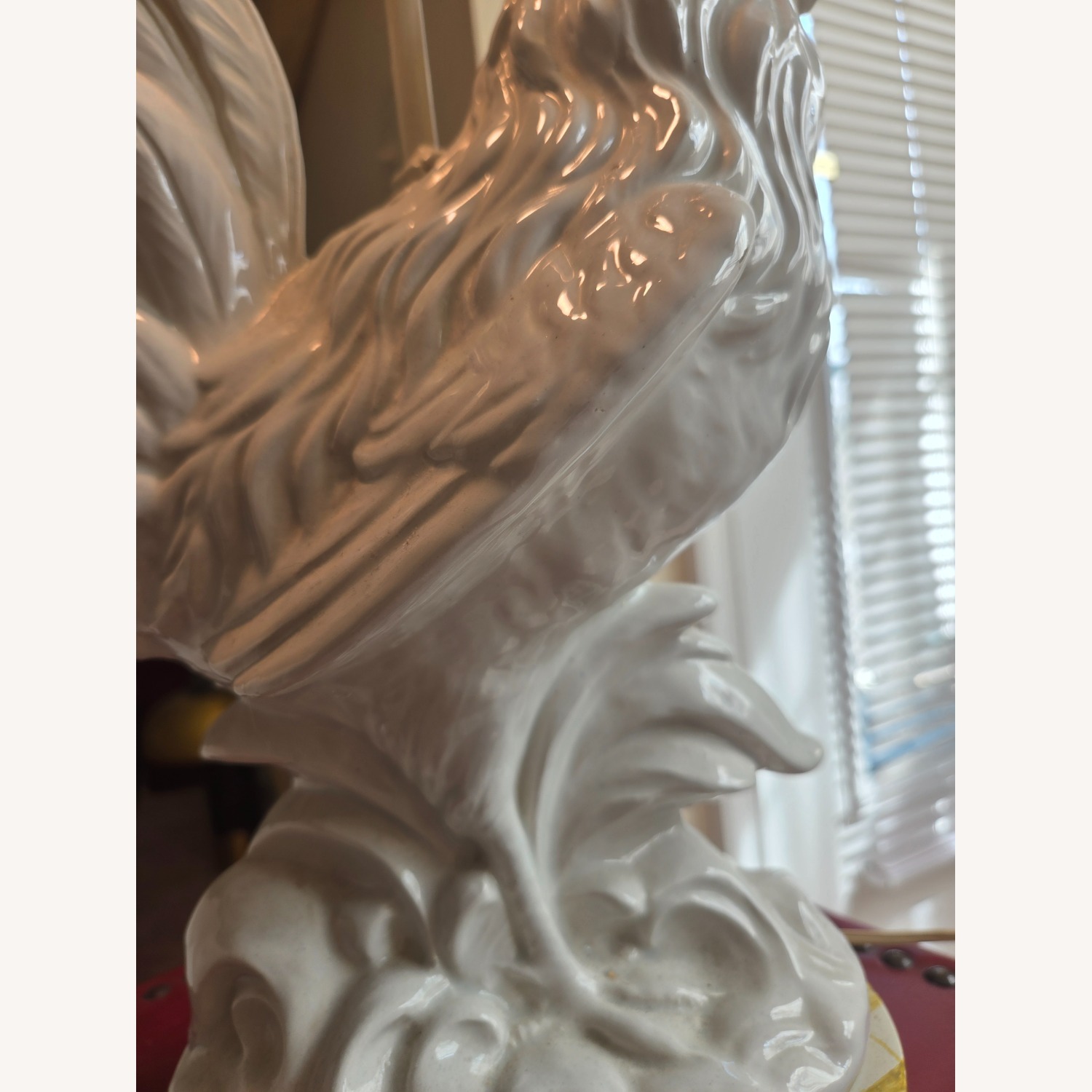Vintage White Ceramic Rooster Table Lamp - image-11