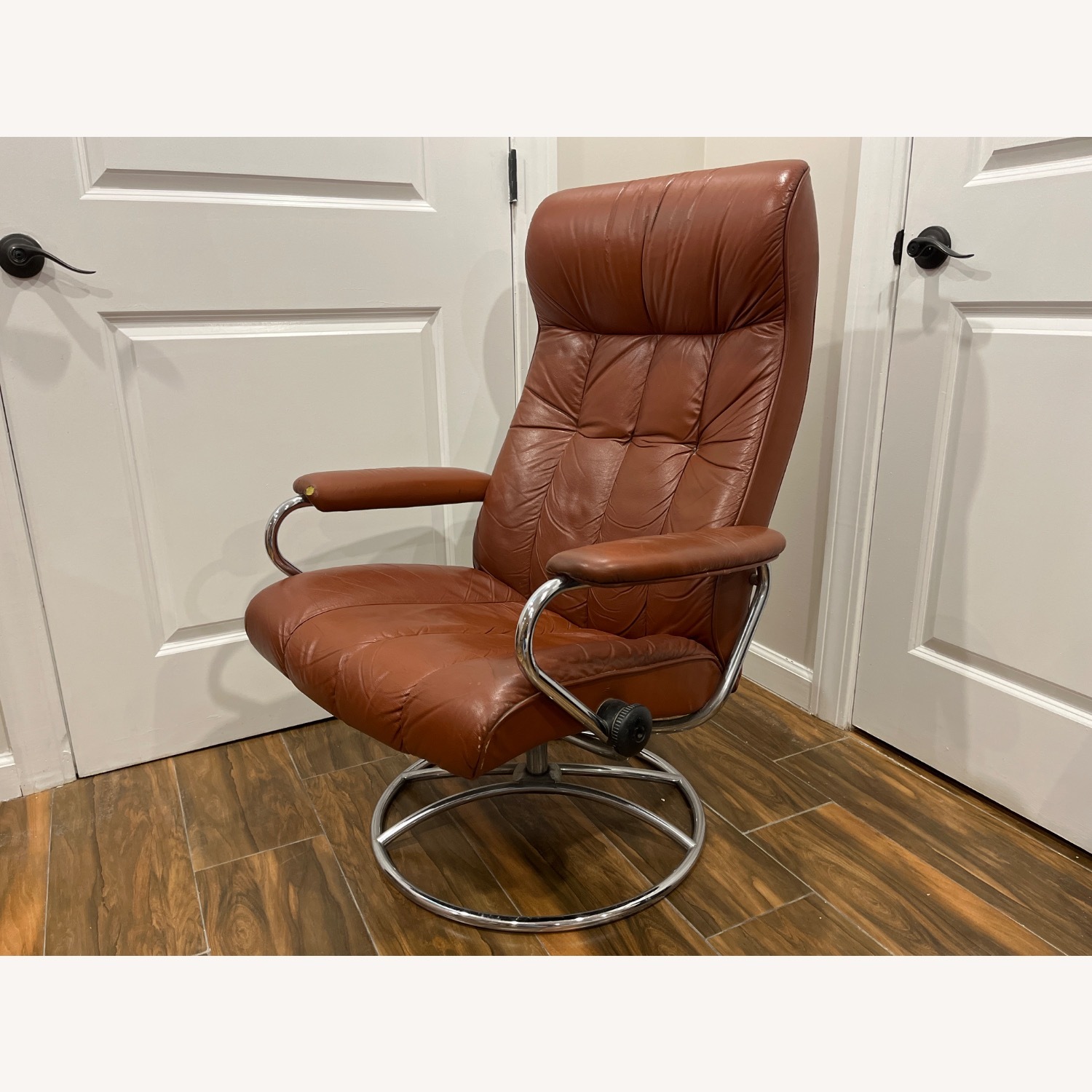 Dark Brown Faux Leather Recliner - image-2