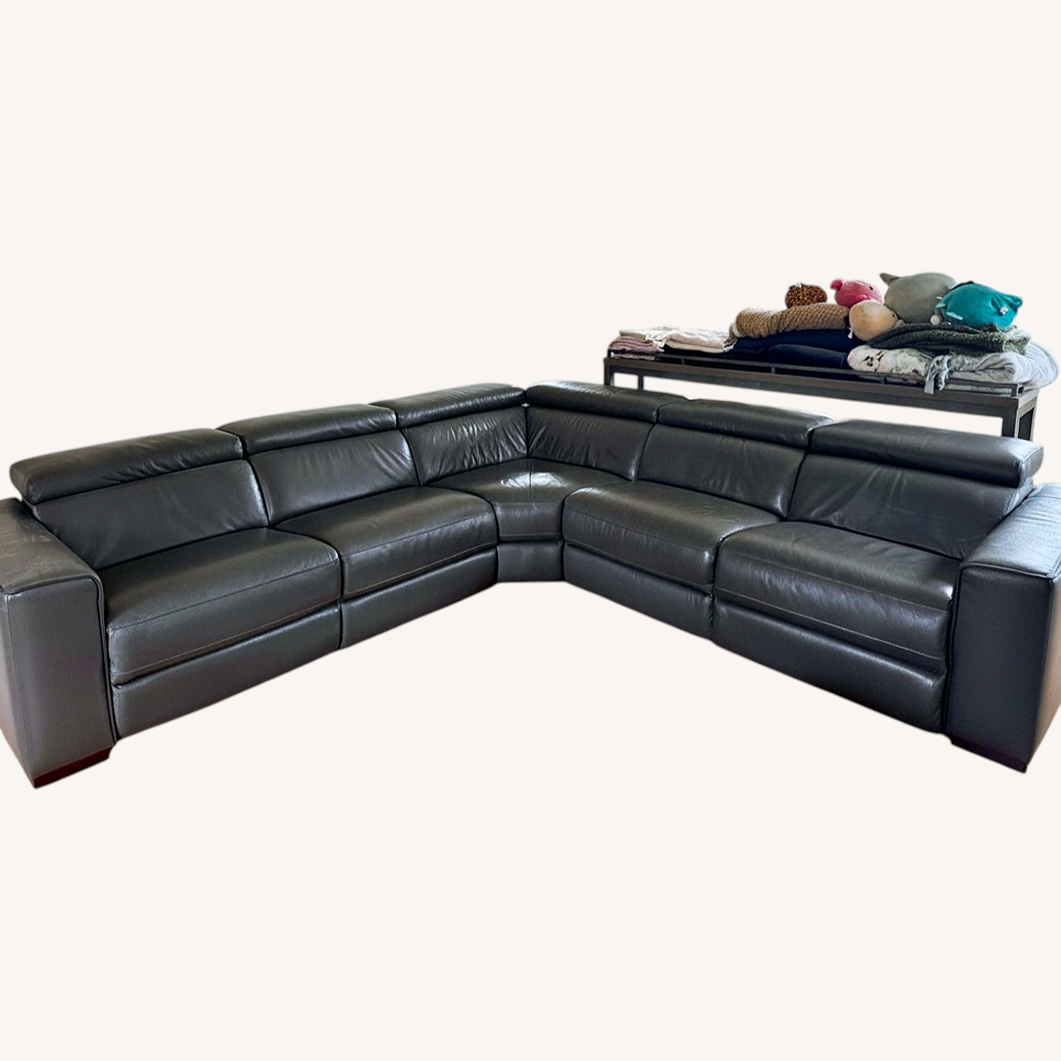 Grey Reclining Sectional  - image-4