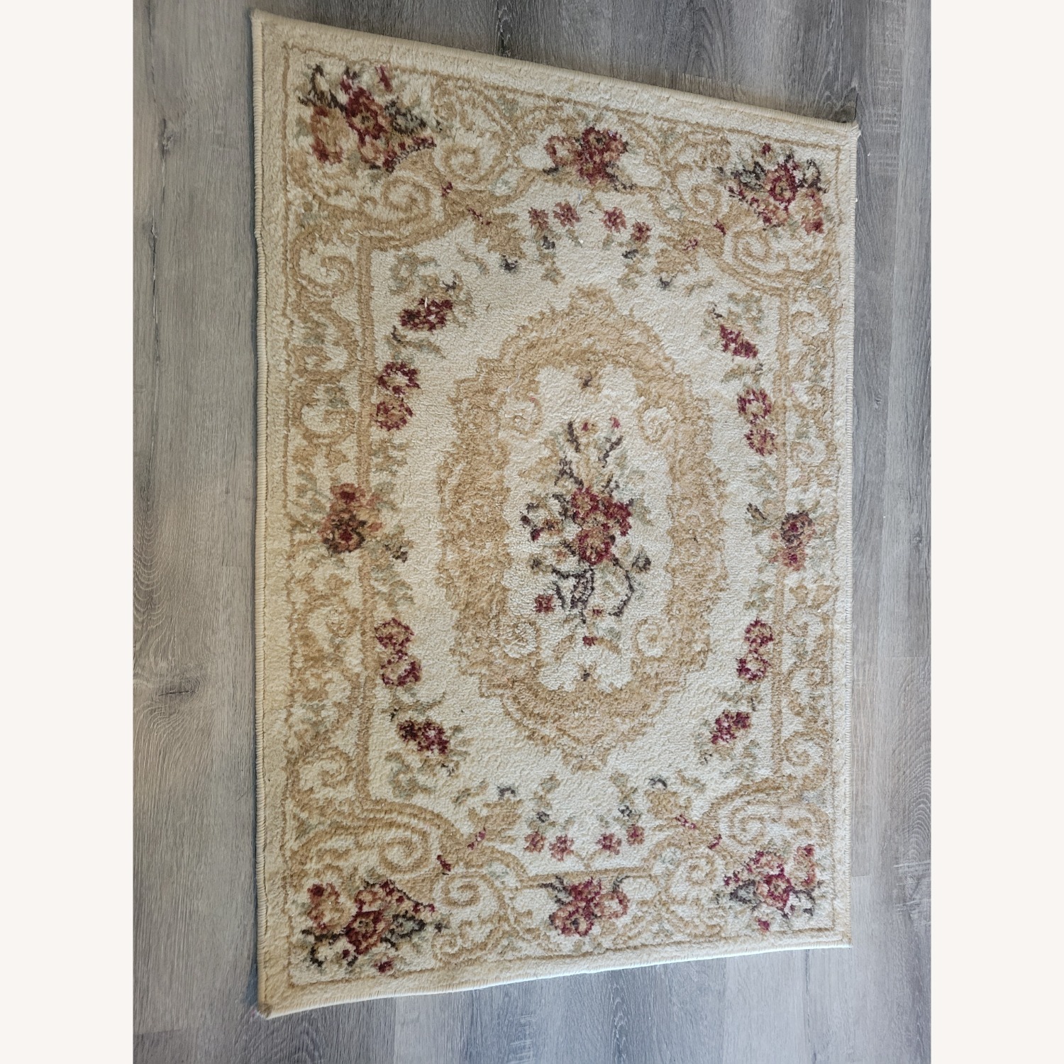 Classic Aubusson Floral Area Rug Beige 2'2" x 3'0" - image-2