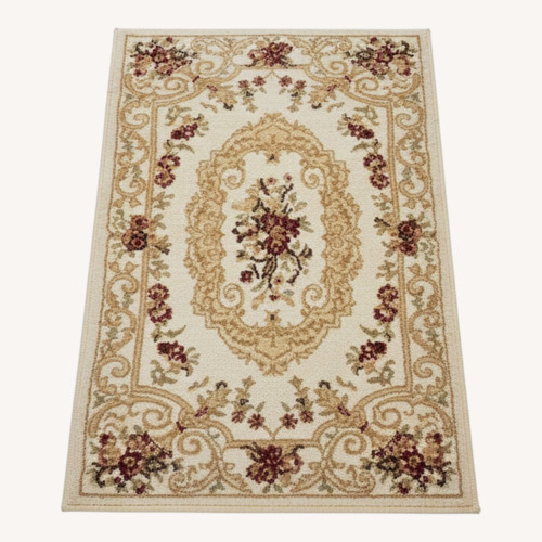 Used Classic Aubusson Floral Area Rug Beige 2'2" x 3'0" for sale on AptDeco