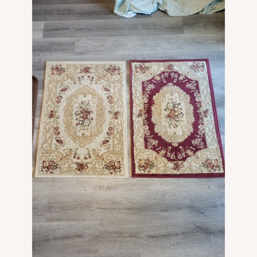 Used Classic Aubusson Floral Area Rug Beige 2'2" x 3'0" for sale on AptDeco