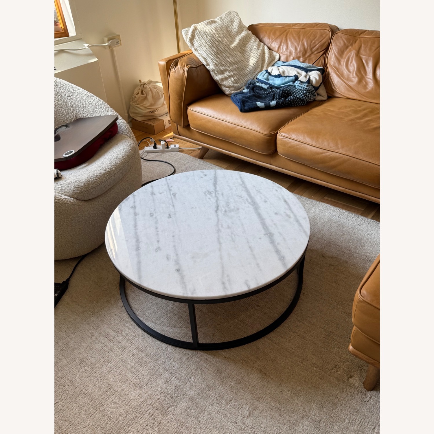 CB2 Smart White Marble Coffee Table - image-1
