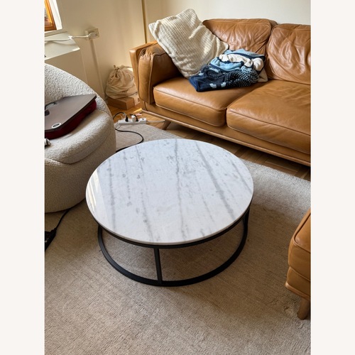 Used CB2 Smart White Marble Coffee Table for sale on AptDeco