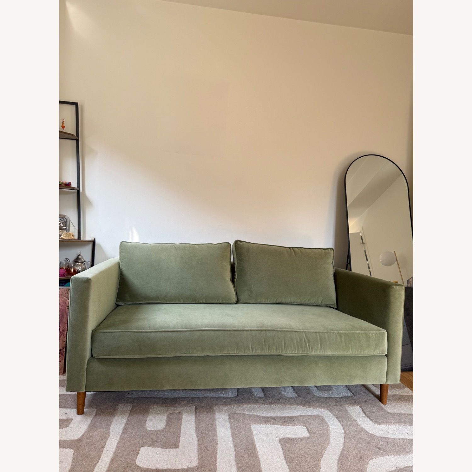 Green Velvet Loveseat - image-1