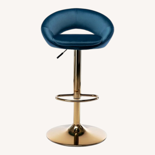Used Set of 4 Teal Velvet Adjustable Swivel Bar Stools for sale on AptDeco