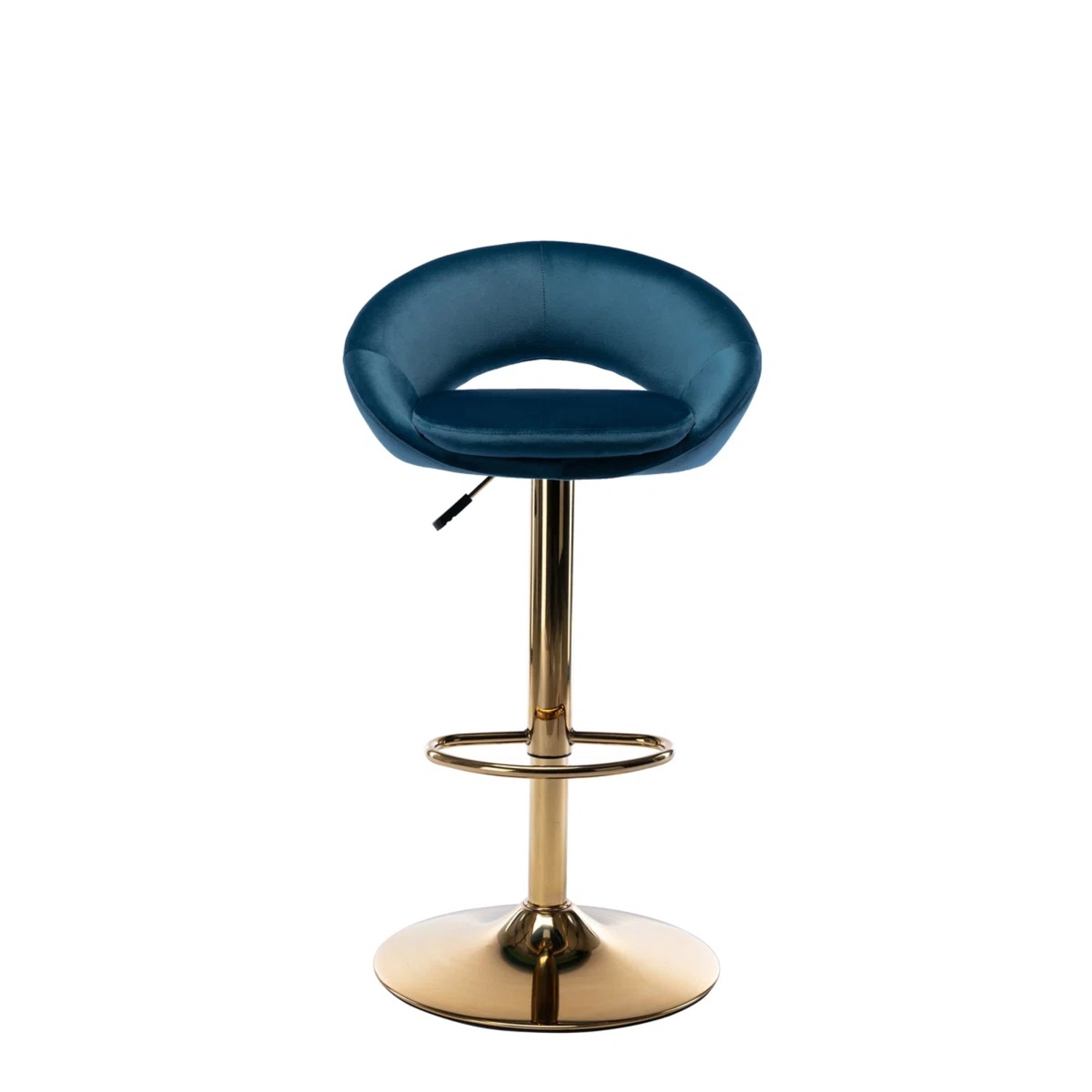Set of 4 Teal Velvet Adjustable Swivel Bar Stools - image-4