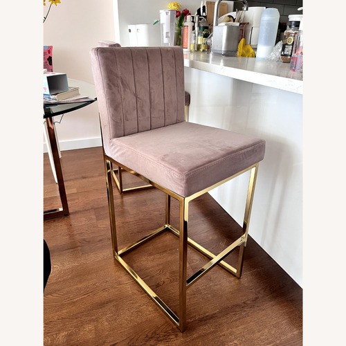 Used Wayfair Etta Pink Velvet 26" Counter Stool [Set of 2] for sale on AptDeco