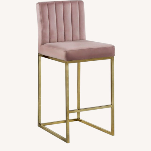 Used Wayfair Etta Pink Velvet 26" Counter Stool [Set of 2] for sale on AptDeco