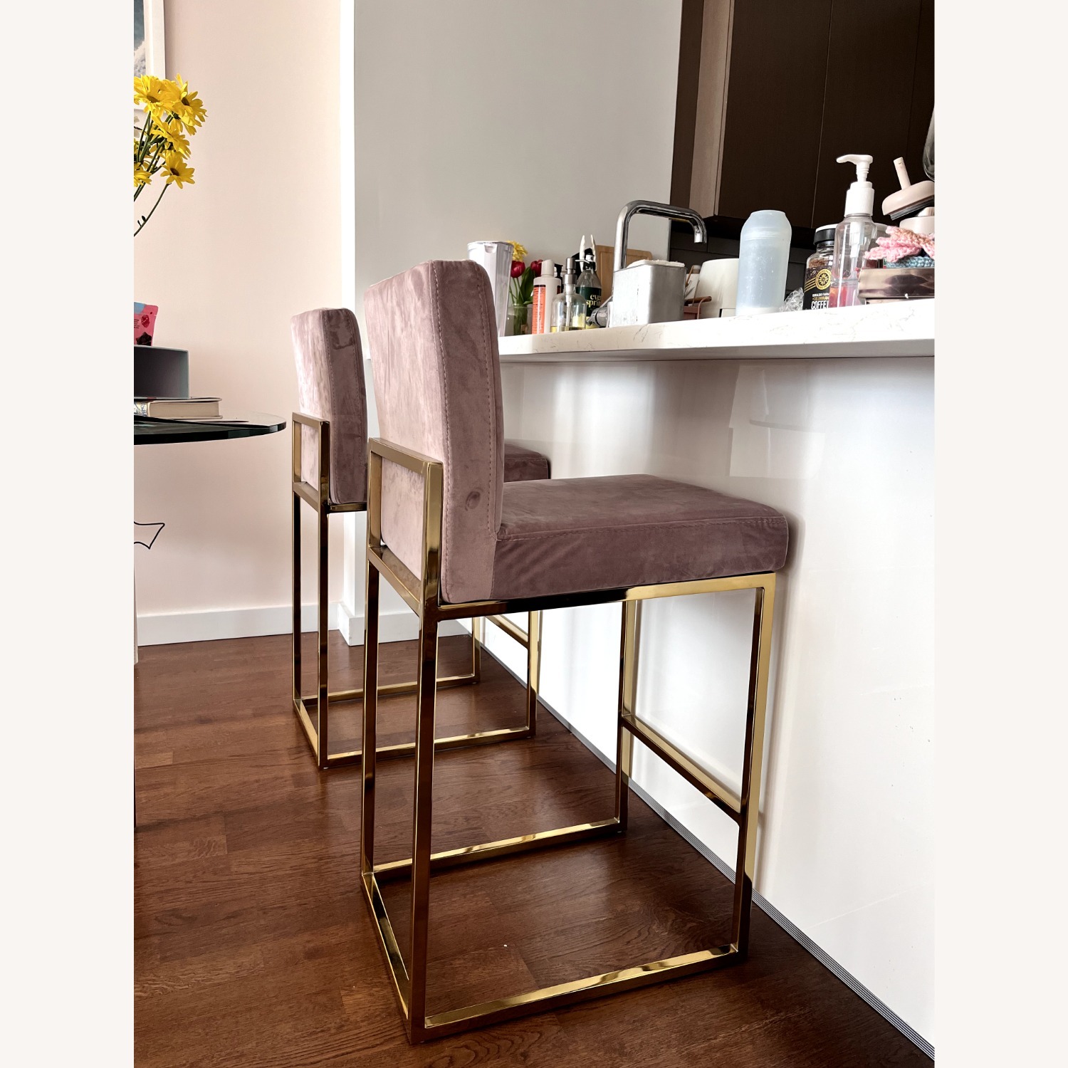 Wayfair Etta Pink Velvet 26" Counter Stool [Set of 2] - image-2