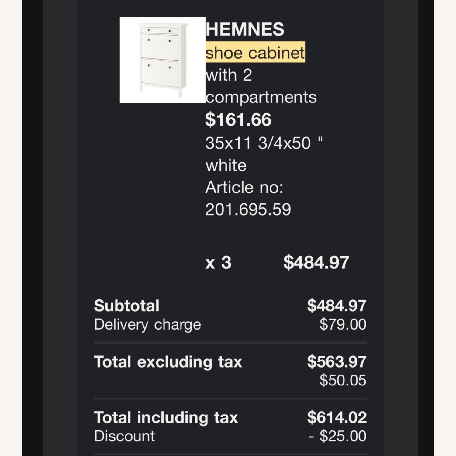 3 IKEA HEMNES Shoe Cabinets, Custom Brass Knobs - image-3