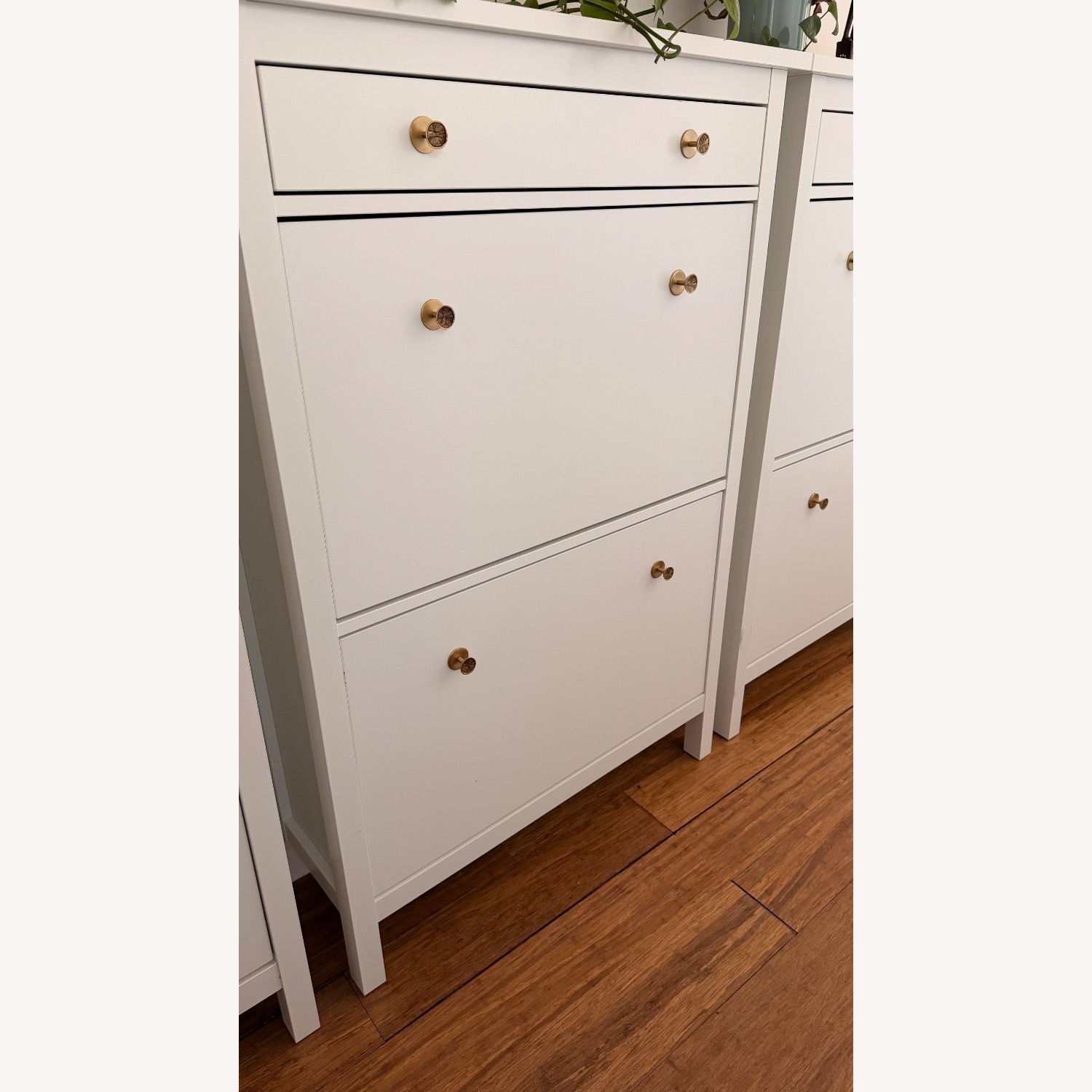 3 IKEA HEMNES Shoe Cabinets, Custom Brass Knobs - image-1